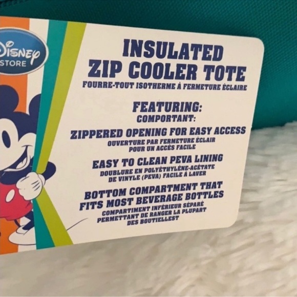 DISNEY MULTICOLOR STRIPED MICKEY MOUSE INSULATED COOLER TOTE BAG - Picture 8 of 9